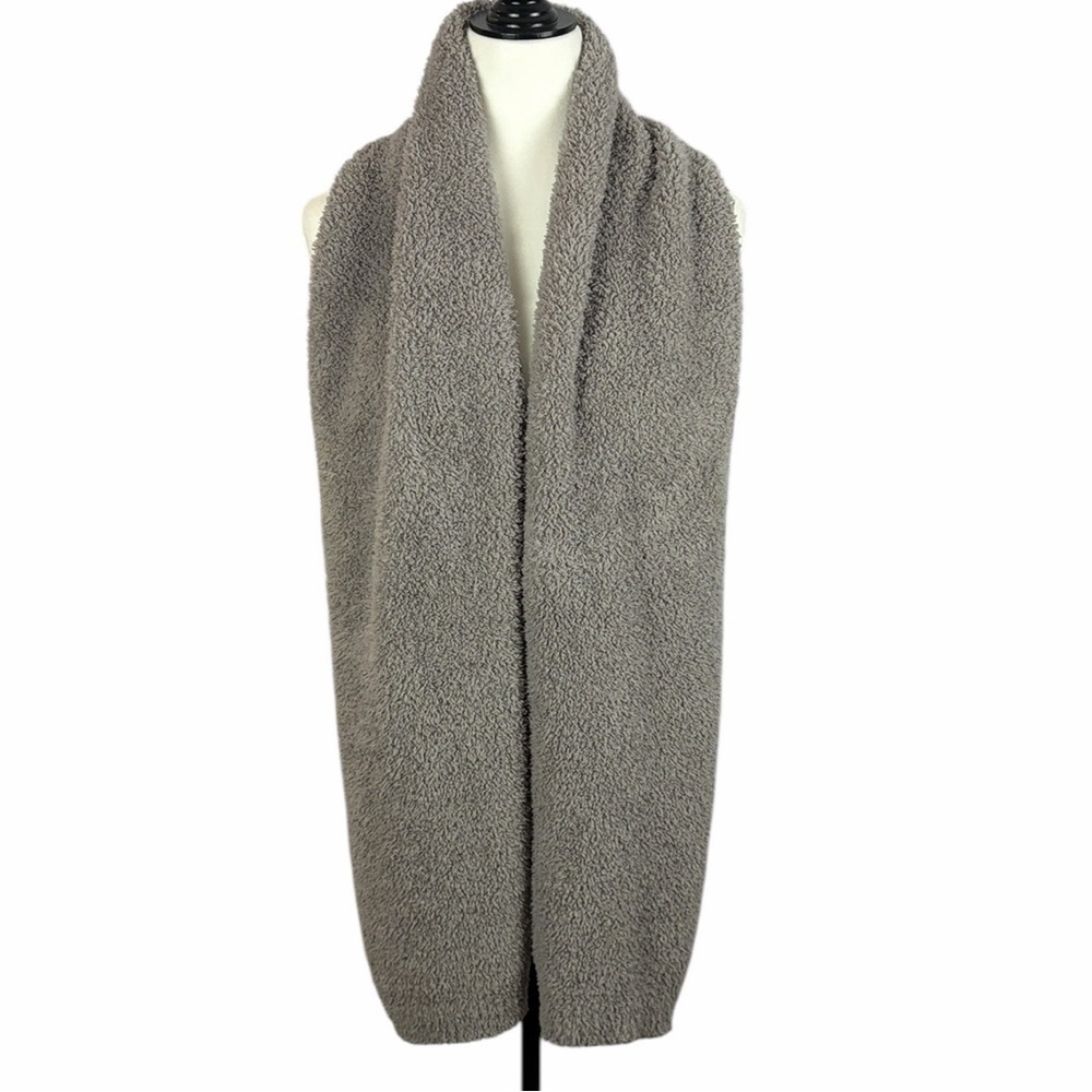 Barefoot Dreams CozyChic Gray Plush Knit Scarf Soft Lounge Wrap